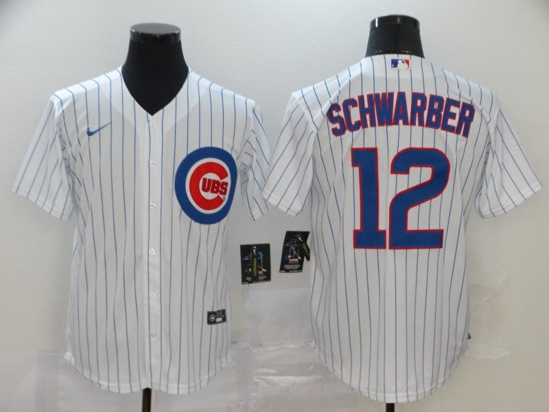 Men's Chicago Cubs Kyle Schwarber #12 White Baseball Jersey